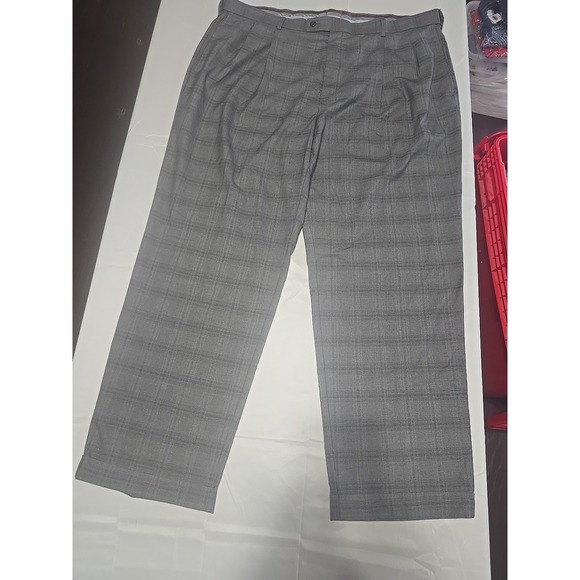 Louis Raphael Pants Mens 42x30 Gray Pleated Trouser  Poly Blend A3235 - Picture 1 of 4